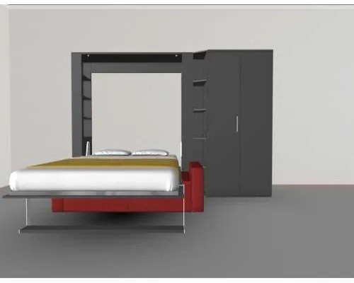 Set pat rabatabil dublu (150X200), canapea 2 locuri, 1 dulap (100 cm) si 1 mini biblioteca 24 cm - NOVA Wardrobe&Fancy Sofa Set