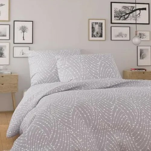Lenjerie de pat din bumbac Qualitytex Nordic Astra gri