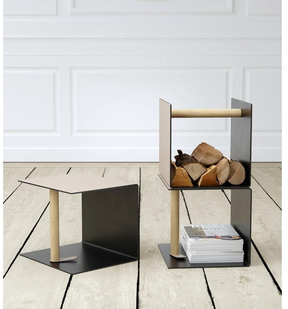 Cutie de depozitare neagră-gri din metal și din piele ecologică decorativă 32x38x31 cm Bull – LIND DNA