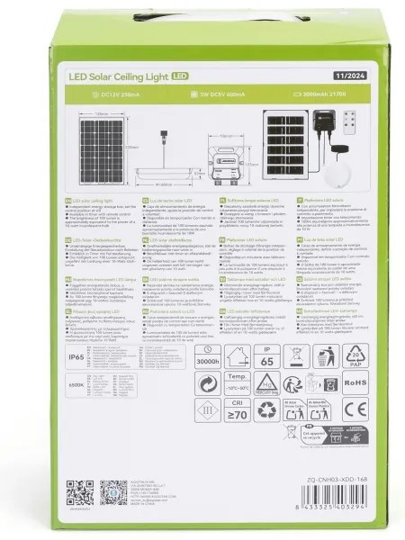 Corp de iluminat LED solar Aigostar LED/35W/12V 3000 mAh 6500K d. 16,8 cm