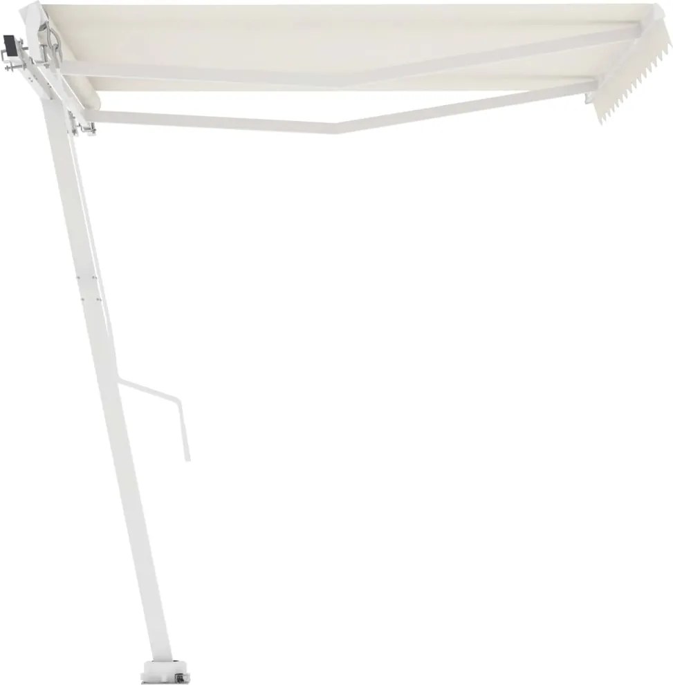 vidaXL Copertină autonomă retractabilă manual, crem, 350x250 cm