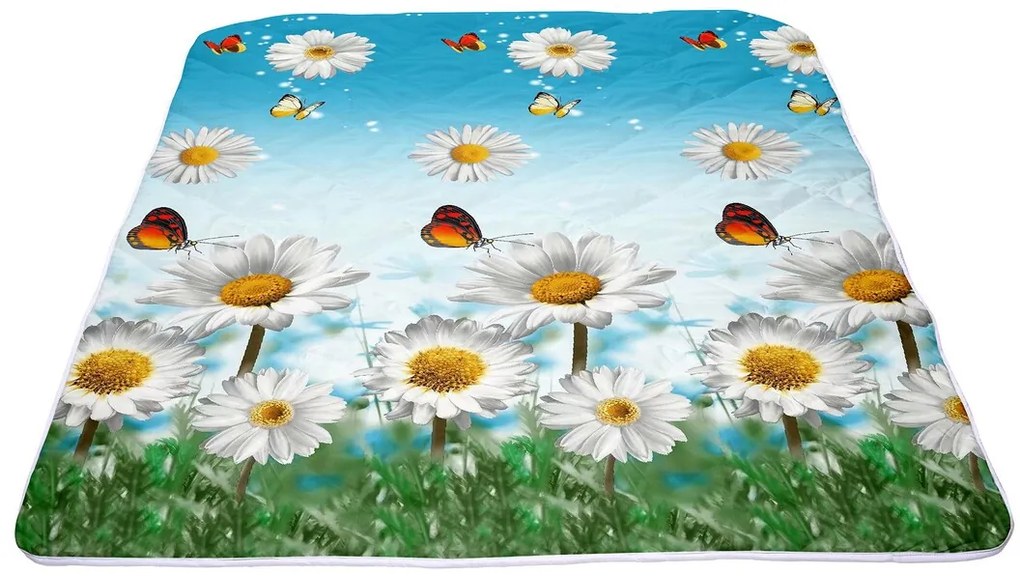 Pilota de Vara Flower Field, Microfibra Matlasata, 200x220 cm, 150g/mp