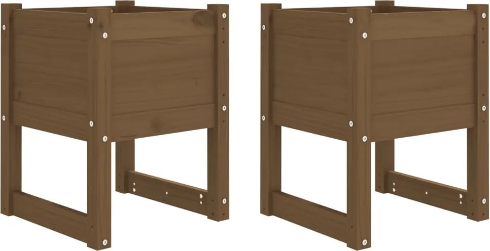 vidaXL Jardiniere, 2 buc., maro miere, 40x40x52,5cm, lemn masiv de pin