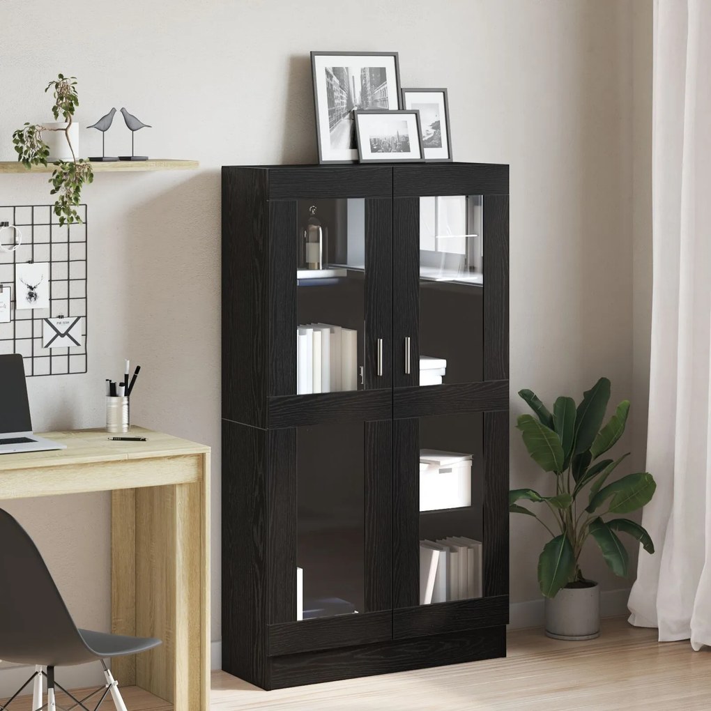 vidaxl Bibliotecă, stejar negru, 82,5x30,5x150 cm, lemn prelucrat