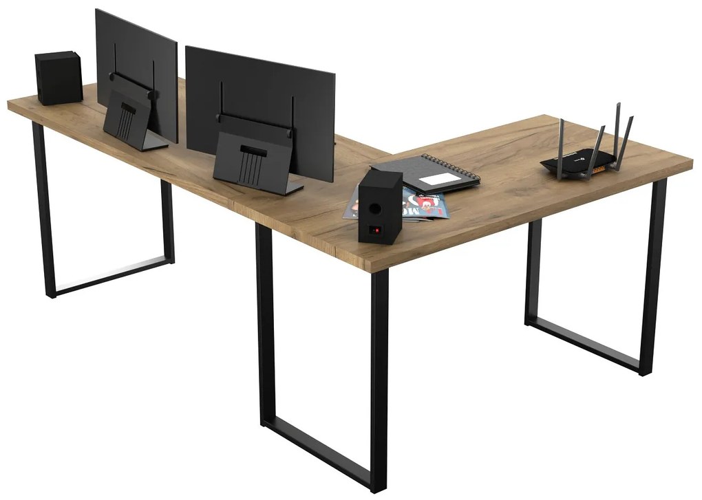 Masă PC de colț Vintid (Stejar craft + Negru). 1054977