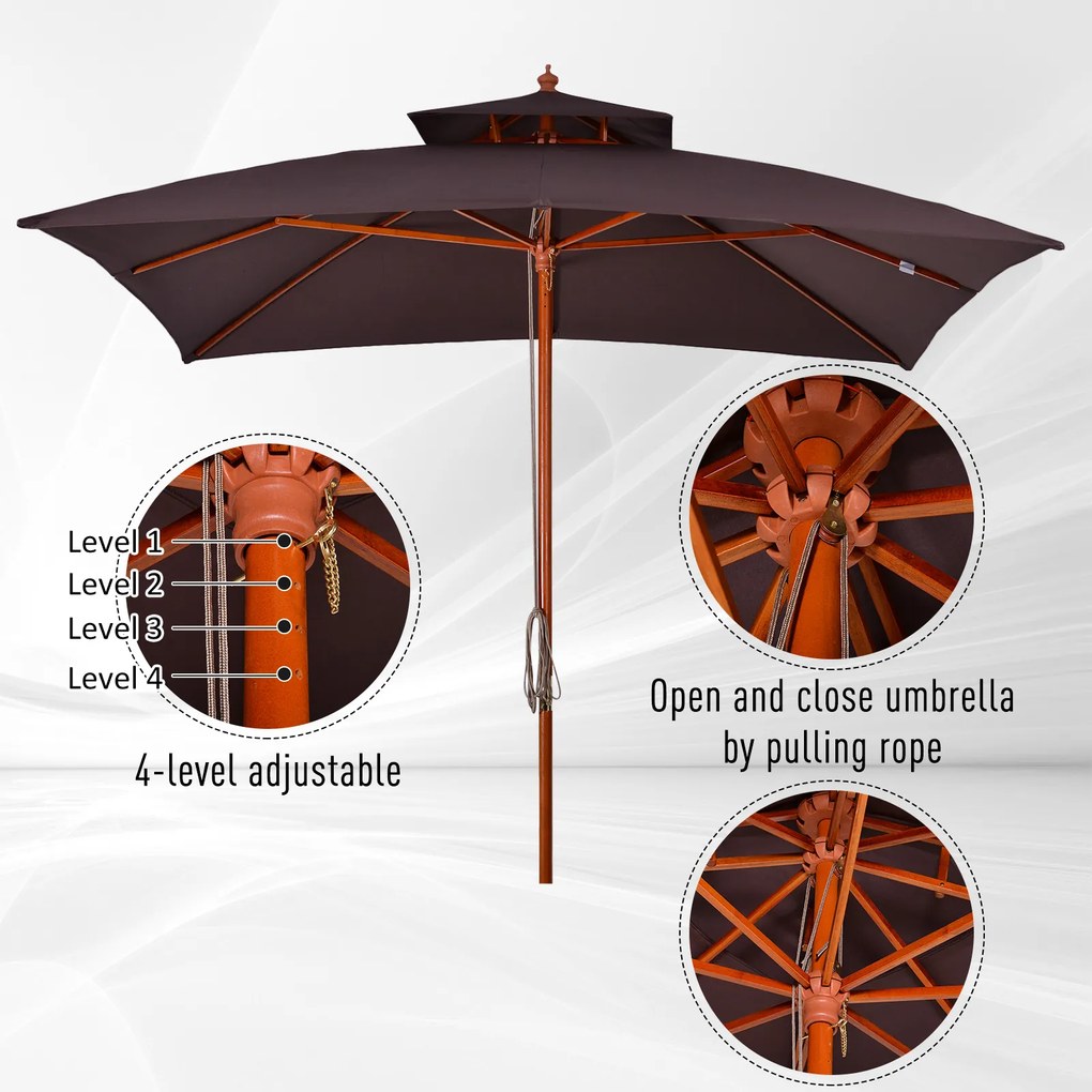 Umbrela de Gradina 3x3 Metri Outsunny, 8 Lamele Acoperire cu 2 Niveluri | Aosom Romania