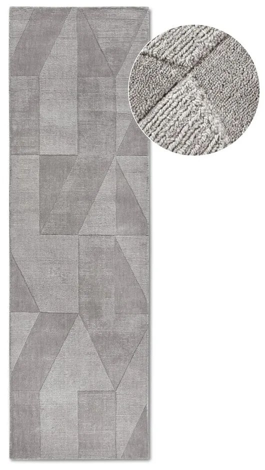 Covor tip traversă gri țesut manual din lână 80x250 cm Ursule – Villeroy&amp;Boch