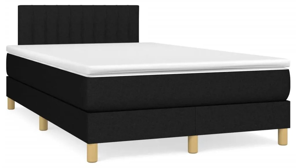 vidaXL Pat box spring cu saltea, negru, 120x190 cm, catifea