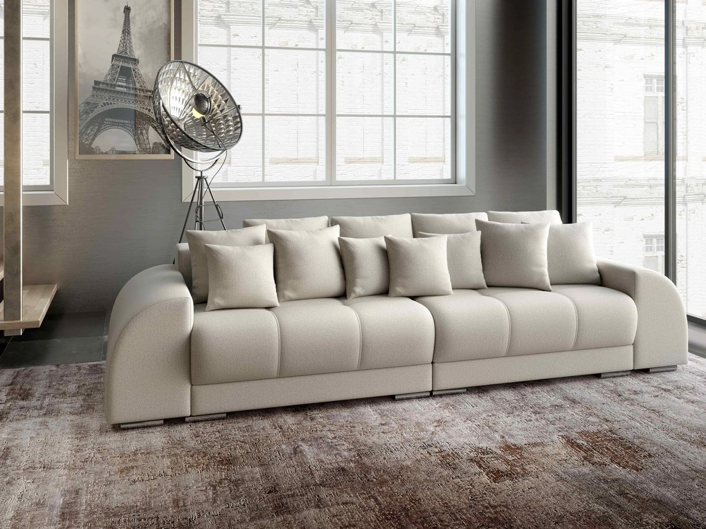 Canapea extensibilă dumonde cu 2 lăzi de depozitare si sezut confortabil din spuma high-density, Verona Enjoy Beige 310x100 cm