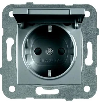 Priza simpla cu capac, 16A, protectie copii, IP20, Grafit, Panasonic Arkedia Slim/Karre Plus Plus