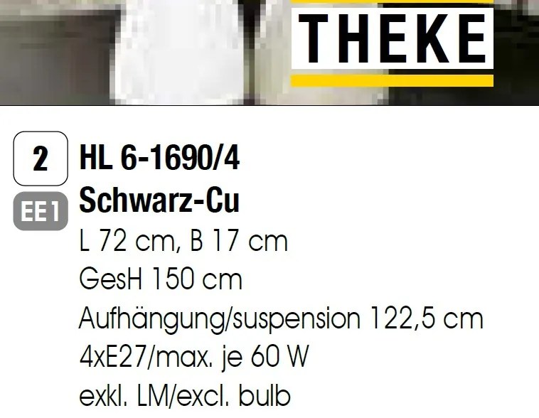 Lustra cu 4 pendule design industrial THEKE