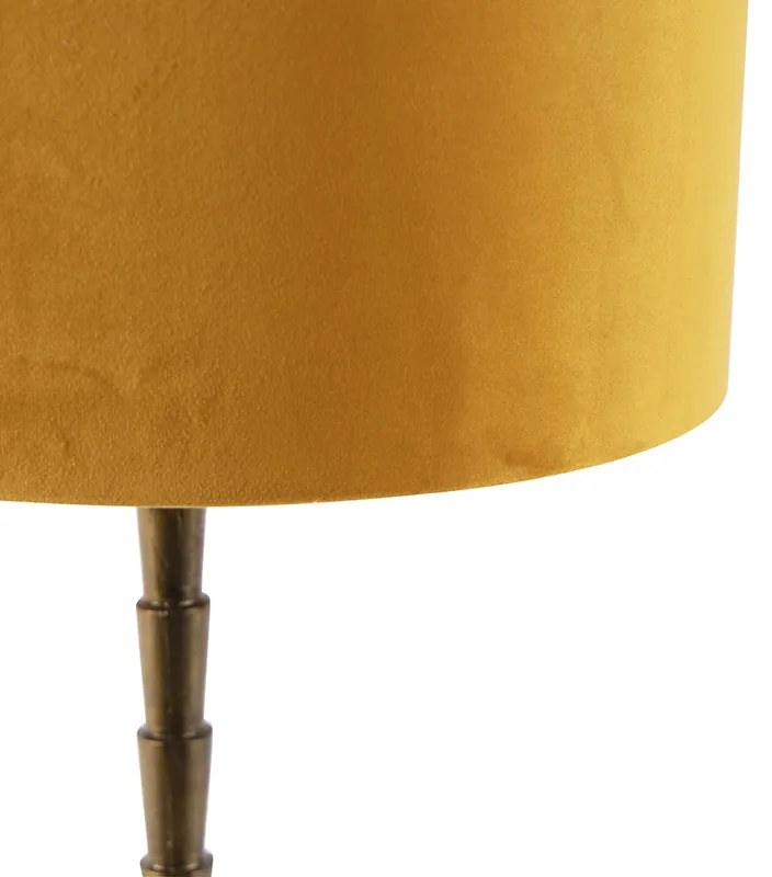 Lampă de masă Art Deco cu abajur din catifea galben 35 cm - Pisos