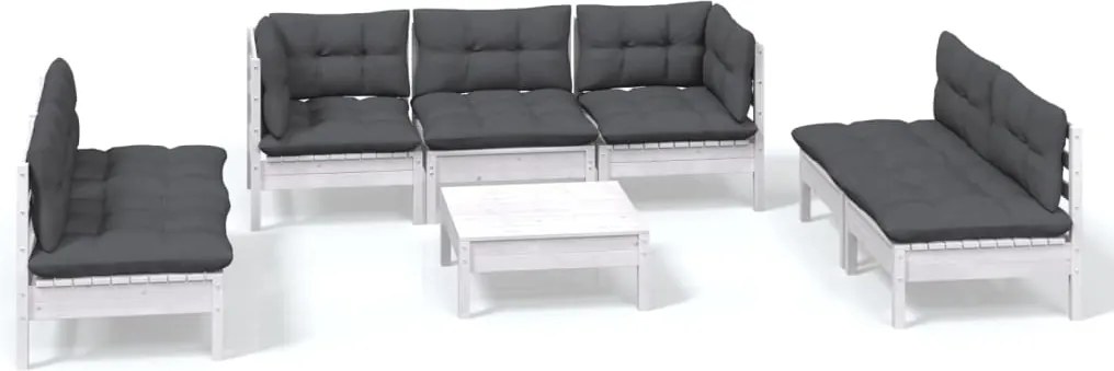 vidaXL Set mobilier grădină cu perne, 8 piese, lemn masiv pin