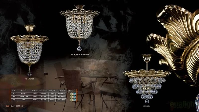 Plafonier cristal Bohemia diametru 36cm ARTEMIS II. brass antique CE
