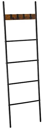 Scara decorativa cu 4 agatatori, PAL melaminat, negru, Vasagle