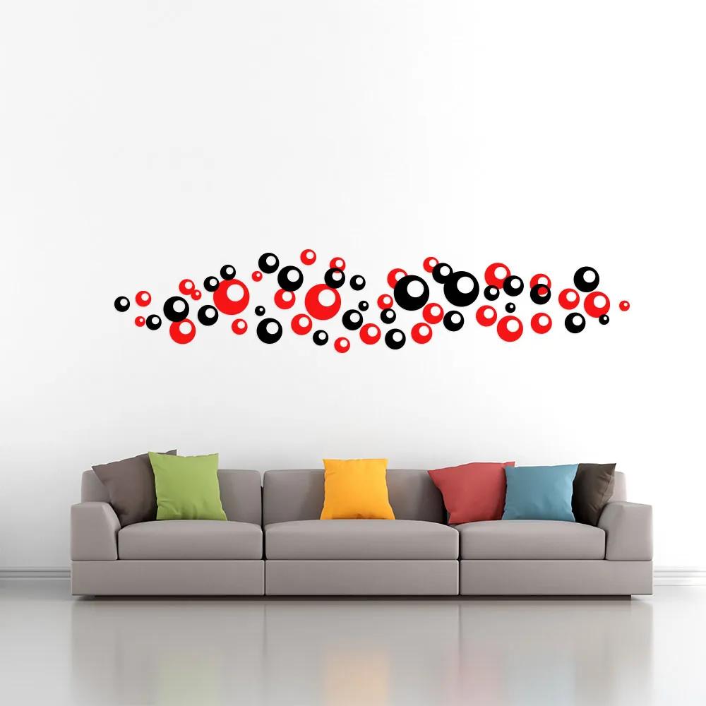 GLIX Bubbles bicolour - autocolant de perete Negru și roșu 2 x 30 x 30 cm