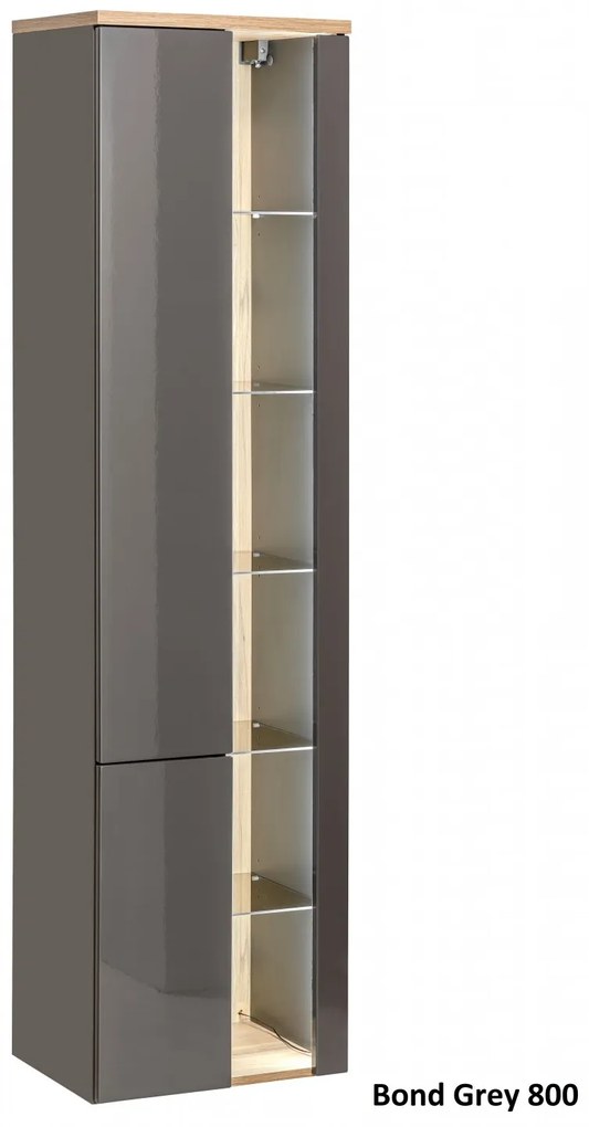 Dulap inalt Bond Grey Alb, stejar votan, 33 cm, 45 cm, 170 cm, Corp Inalt