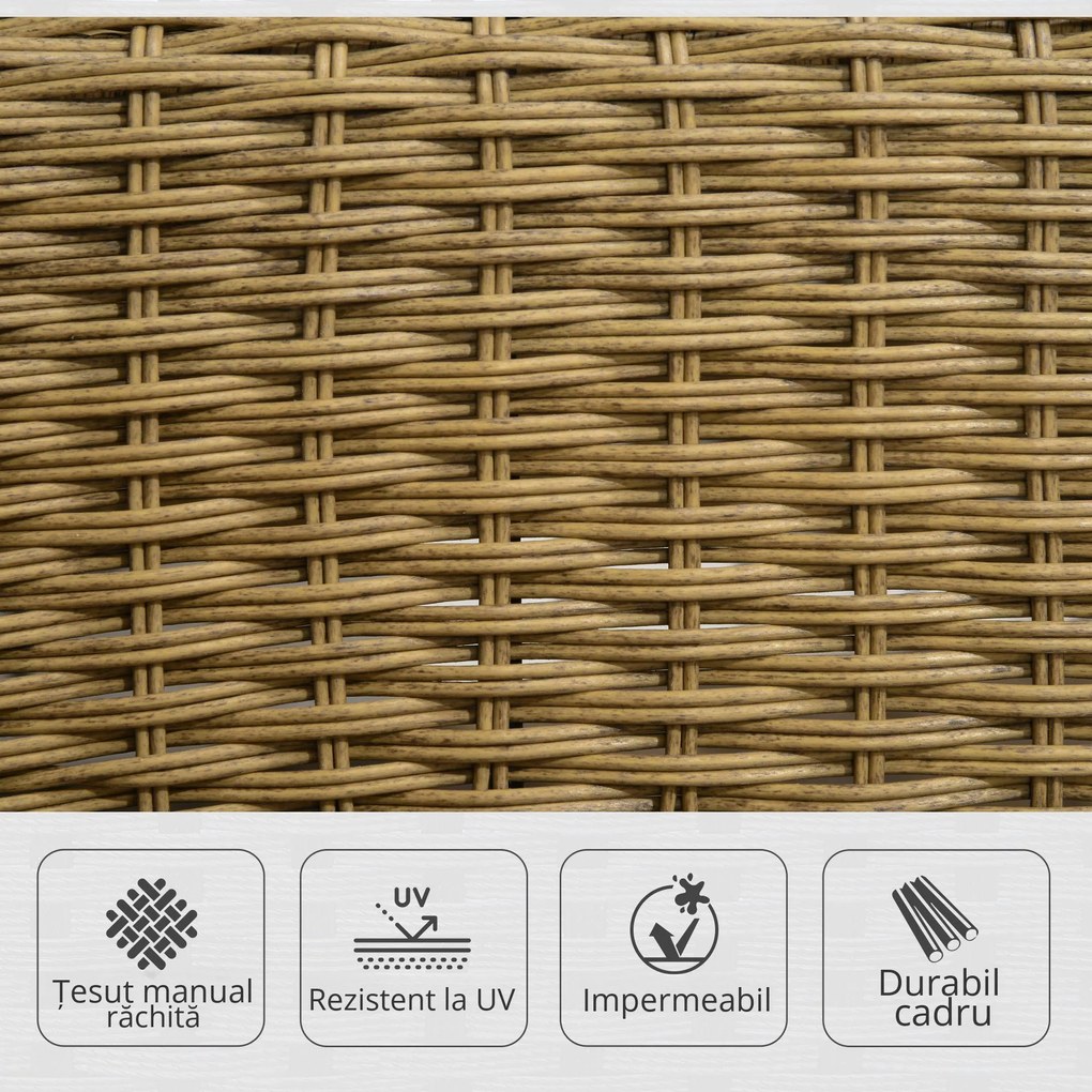 Outsunny fotoliu-balansoar în stil boho, PE-rattan, fotoliu-balansoar din rattan, huse perne lavabile, Natural + Gri deschis | Aosom Romania