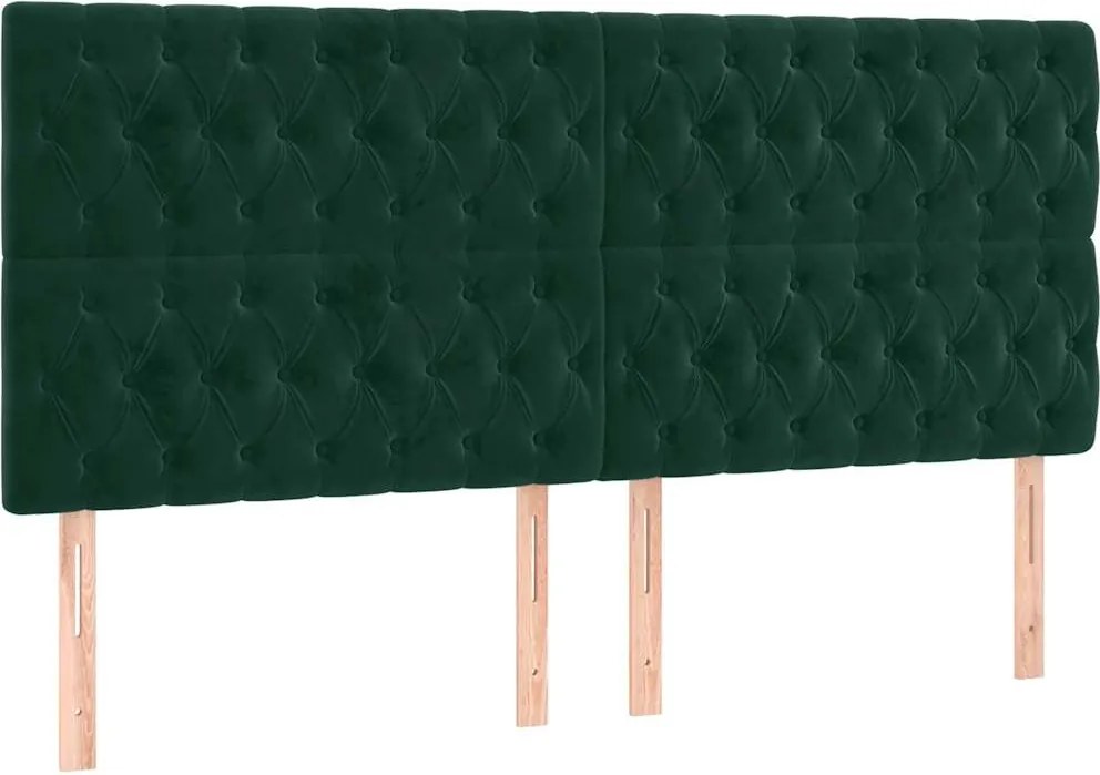 vidaXL Tăblie de pat verde închis 200x7x118/128 cm catifea