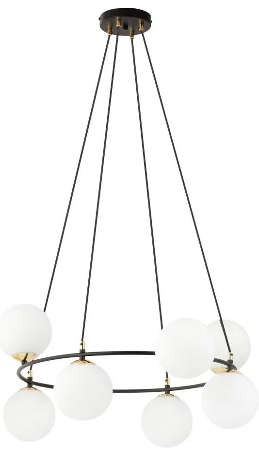 Lustră pe cablu AZURA 8xE14/10W/230V negru/alb