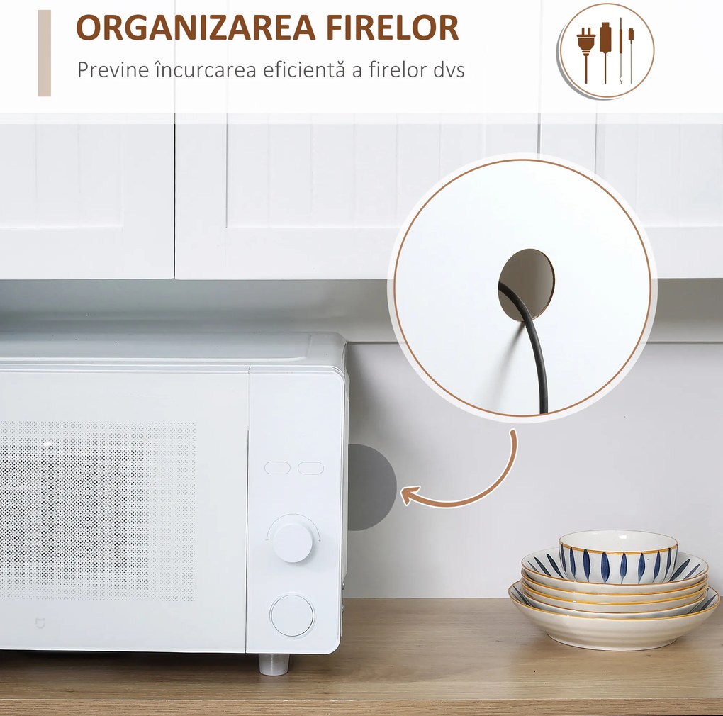 HOMCOM Bufet de Bucătărie Modern cu Dulap pentru Depozitare, Ideal pentru Cuptorul cu Microunde, Design Elegant, Alb | Aosom Romania