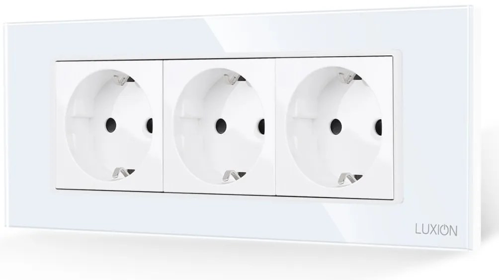 Priza Tripla cu Rama din Sticla LUXION, Standard Italian, 6M