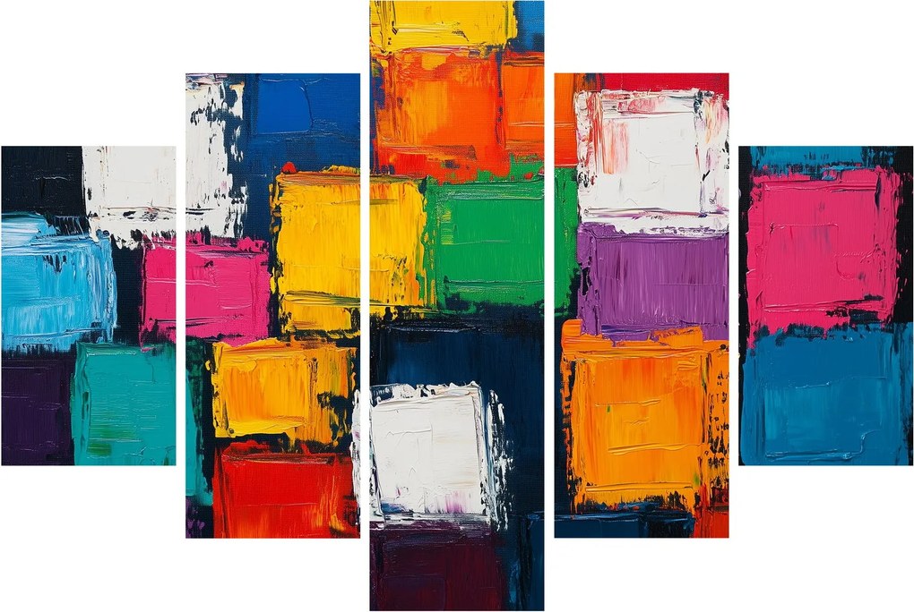 Tablou - Pictură cu pătrate colorate (150x105 cm)