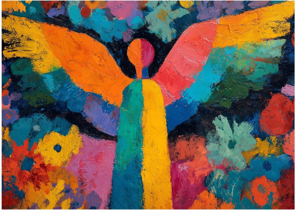 Tablou - Înger abstract cu flori (70x50 cm)