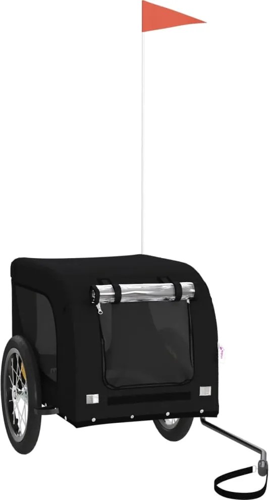 vidaXL Remorcă bicicletă animale companie, negru, textil oxford/fier