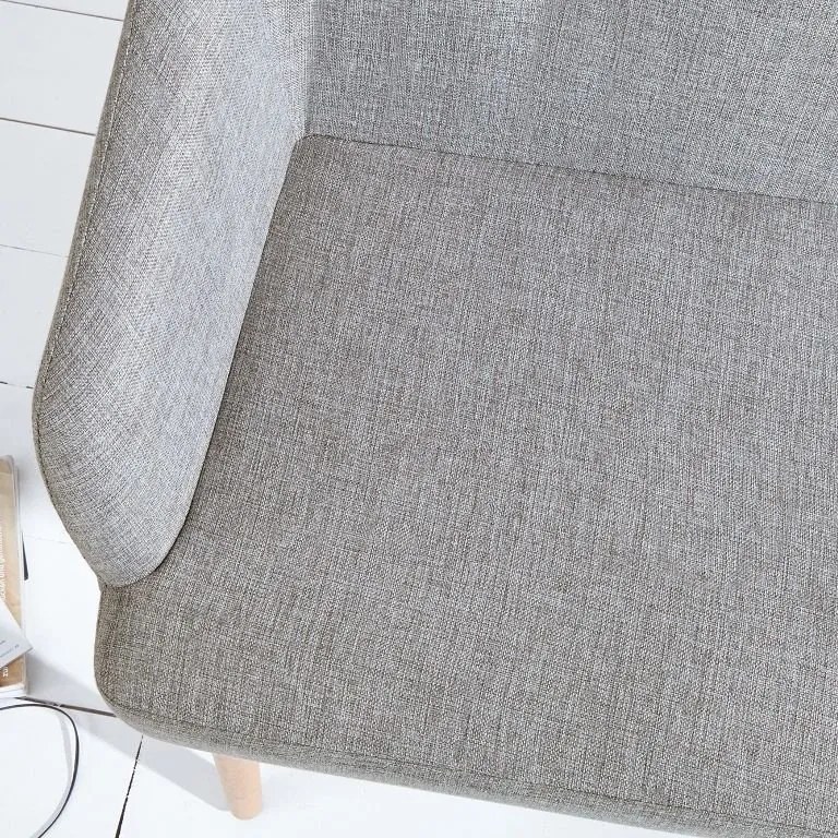 Bancheta tapitata cu brate si picioare din lemn Scandinavia, gri deschis A-37925 VC