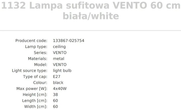 Plafoniera design modern Vento alb