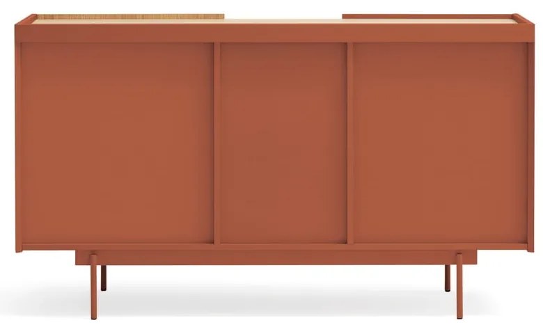 Comodă cărămiziu-natural joasă cu aspect de lemn de stejar 130x78 cm Otto – Teulat