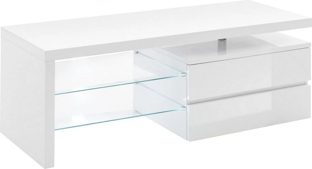 Comoda TV VIOLA, alb lucios, 120x43x42 cm