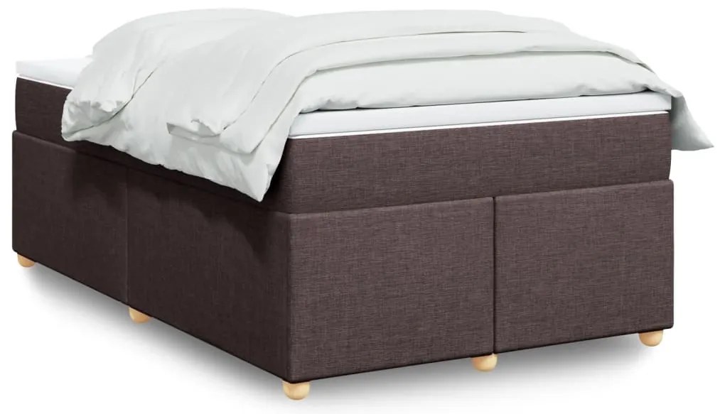 vidaXL Pat box spring cu saltea, maro închis, 120x190 cm, textil