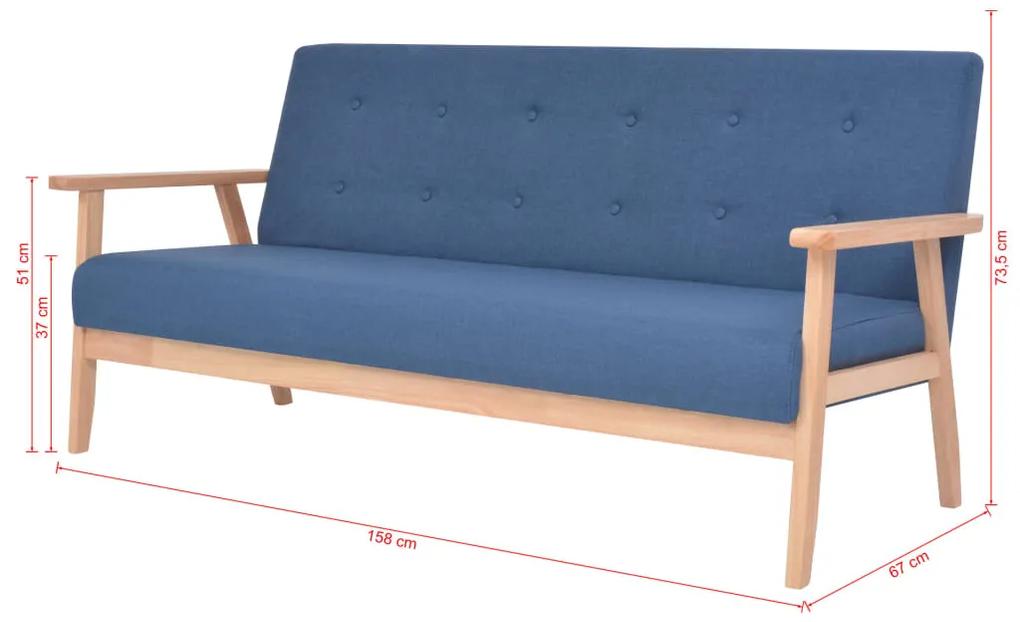 Set cu canapele, 2 piese, material textil, albastru Albastru, 2 locuri + 3 locuri