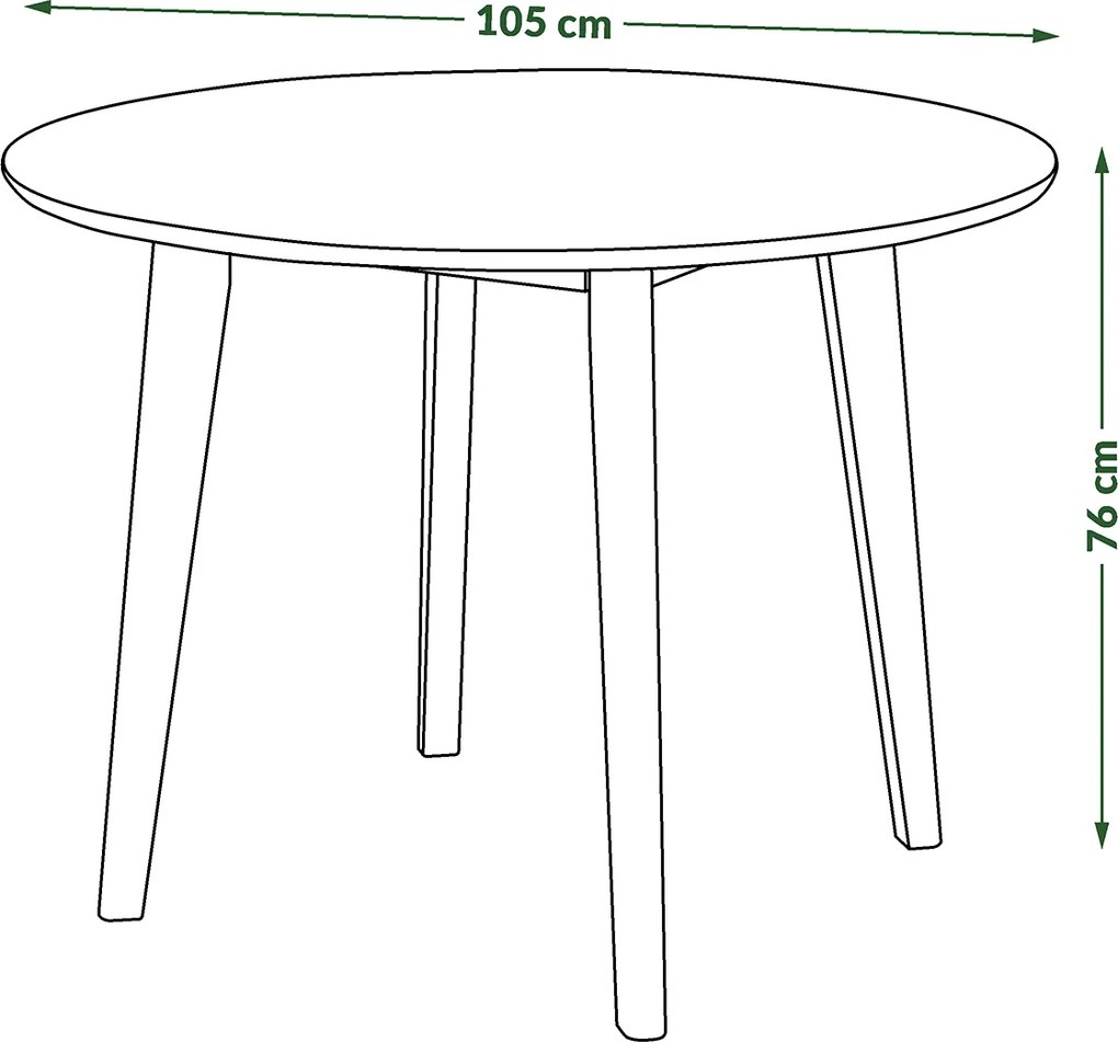 MAZZONI EXPORT ROXY Nucă Naturală - MASĂ ROTUNDĂ DE LEMN PENTRU BUCĂTĂRIE/SUFRAGERIE RETRO