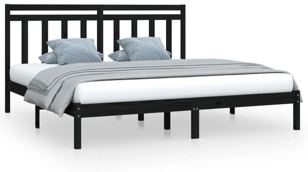 3105274 vidaXL Cadru de pat, negru, 200x200 cm, lemn masiv