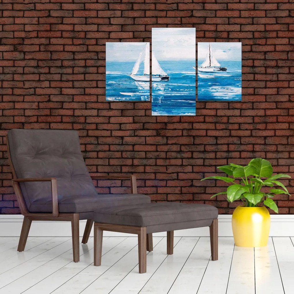 Tablou - Pictură yacht pe mare (90x60 cm)