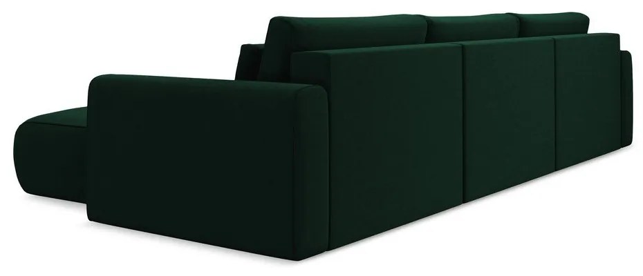 Colțar verde extensibil/cu spațiu de depozitare cu tapițerie din catifea (în formă de "U") Kapua – Makamii