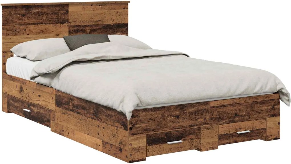 vidaXL Cadru de pat cu headboard Lemn vechi 120 x 190 cm Lemn compozit