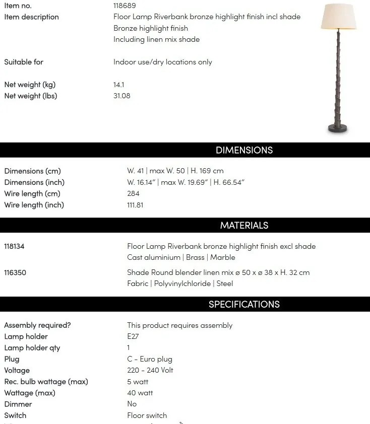 Lampadar, Lampa de podea LUX design deosebit Riverbank