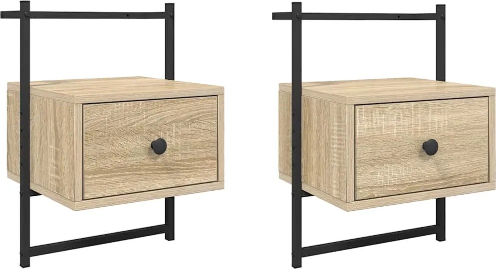 vidaXL Noptiere de perete, 2 buc., stejar sonoma, 35x30x51 cm, lemn