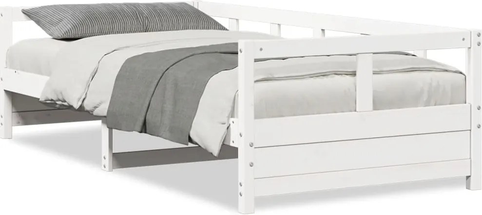 vidaXL Pat de zi fără saltea, alb, 80x200 cm, lemn masiv pin