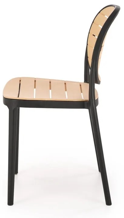 Scaun plastic K529 negru/natur