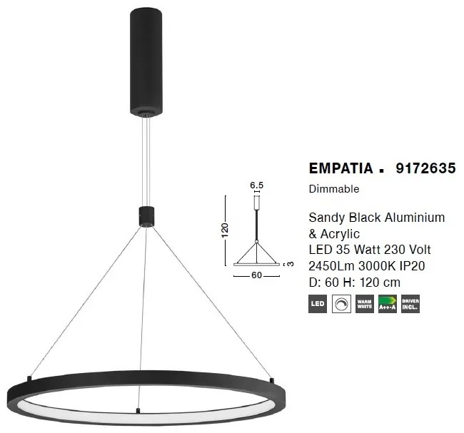 Lustra LED design modern circular EMPATIA I negru NVL-9172635