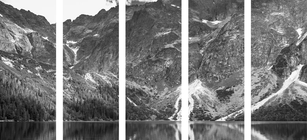 Tablou 5-piese ochi de Mare în Tatra în design alb-negru