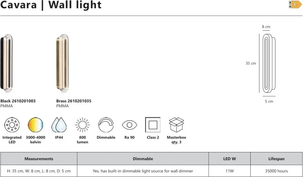 Aplica de perete LED baie IP44 Cavara negru
