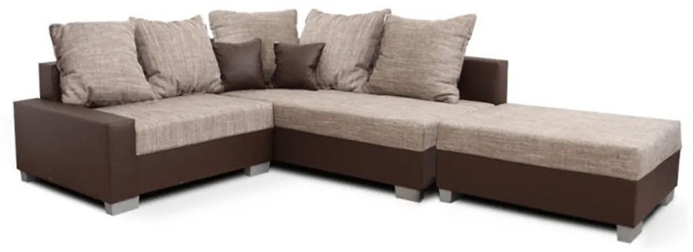 Coltar cu taburet IDA NEW dreapta maro, 212x64/82x160 cm