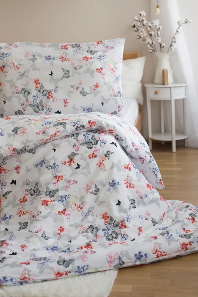 Lenjerie de pat din polibumbac BUTTERFLY COLORA, alba Dimensiune lenjerie de pat: 70 x 90 cm | 140 x 200 cm