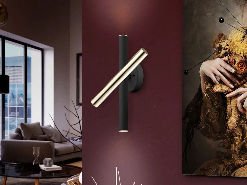 Aplica LED de perete design ultra-modern Varas negru/auriu